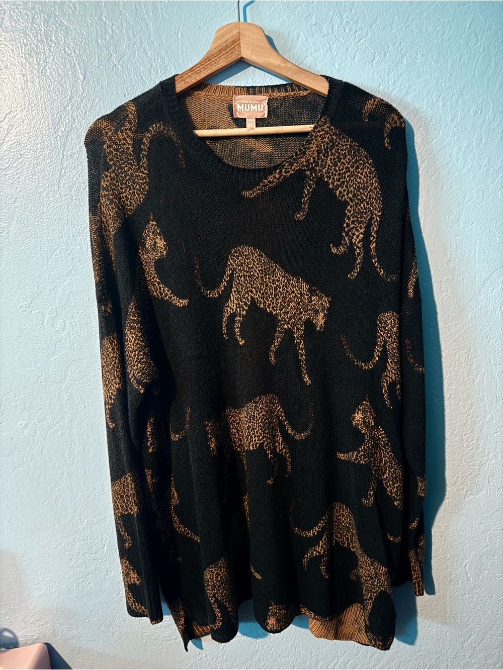 Show Me Your Mumu Black & Brown Leopard-Print Lightweight Sweater